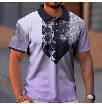 3D Printed Vintage Race Pattern Polo Polo Shirt Clothing Casual Short Sleeve Lapel Golf Lining