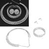 Bridal Jewelry Set Stylish Elegant Rhinestone Necklace Bracelet Earrings for Wedding Prom Engagement
