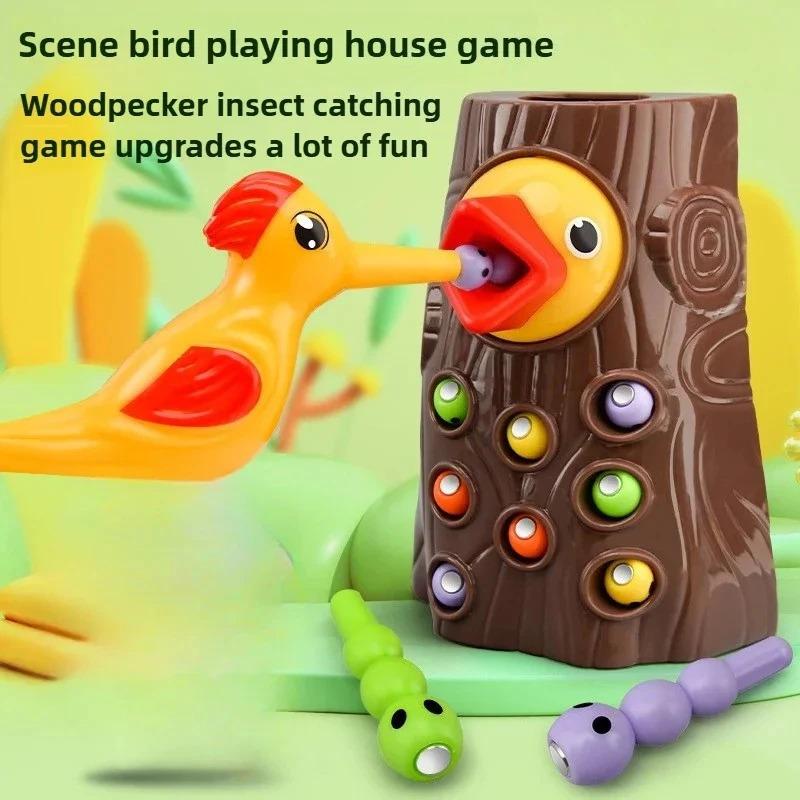 Woodpecker Feeding Game Toy, Montessori Magnetic Puzzle For Fine Motor Skills, Educational Bird Catching Insects Toy For Kids