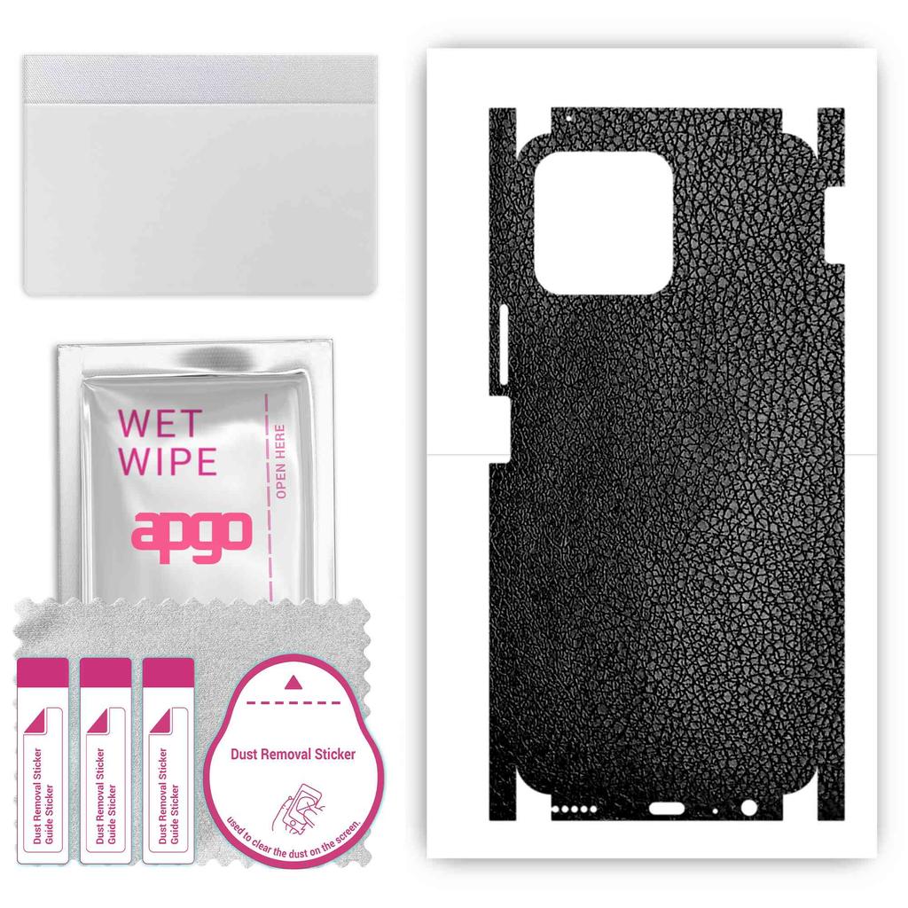 apgo Protective Skin Sticker for the back+sides compatible with Honor X8, Full Wrap Film, Foil, Vinyl - Pattern Black Leather