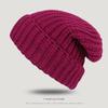 Big Head Siding Wool Hat Women Loose Warm Pile Knitted Hat Cold Hat Big Face Showing Small Knitted Ear Protection Hat