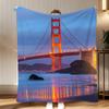 Landmark Golden Gate Bridge Throw Soft Coral Fleece Blanket 310gsm Fluffy Warm Throw for Sofa Bed Couch Bedroom Decor