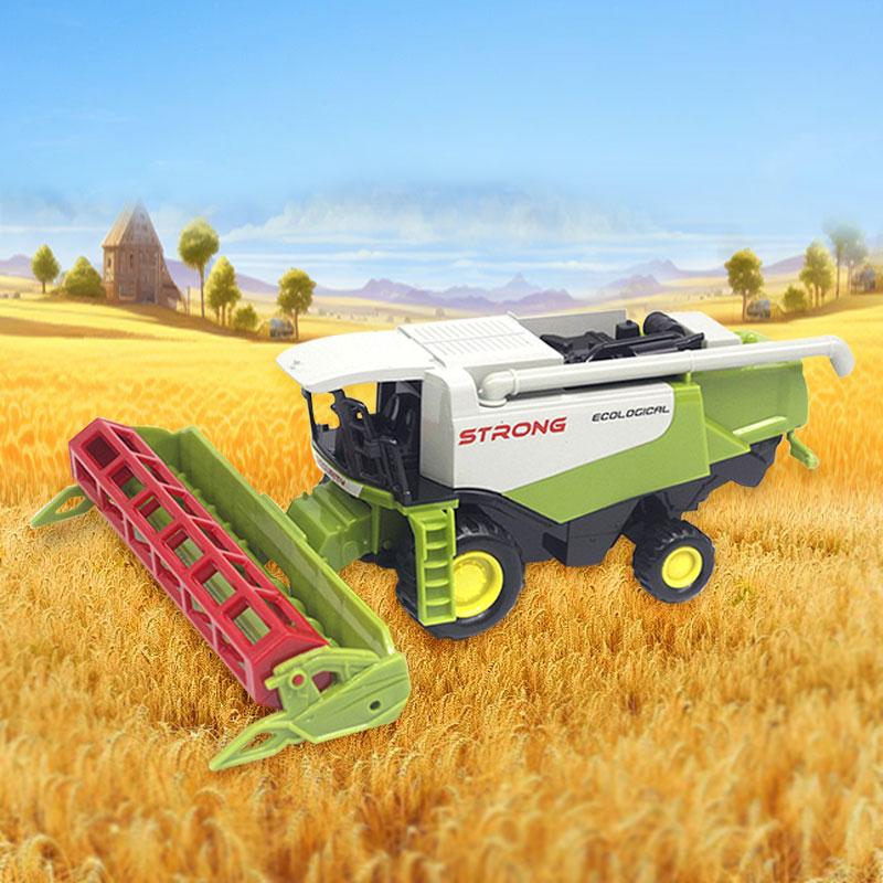 Die Casting Model Harvester Toy Simulation Farmer Engineering Vehicle Farm Harvester Transport Vehicle Children'S Fun Toys