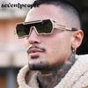 Steampunk Sunglasses Men  New Fashion Square Sun Glasses For Male Metal One-Piece Punk Sunglass Trendy Rectangular shades
