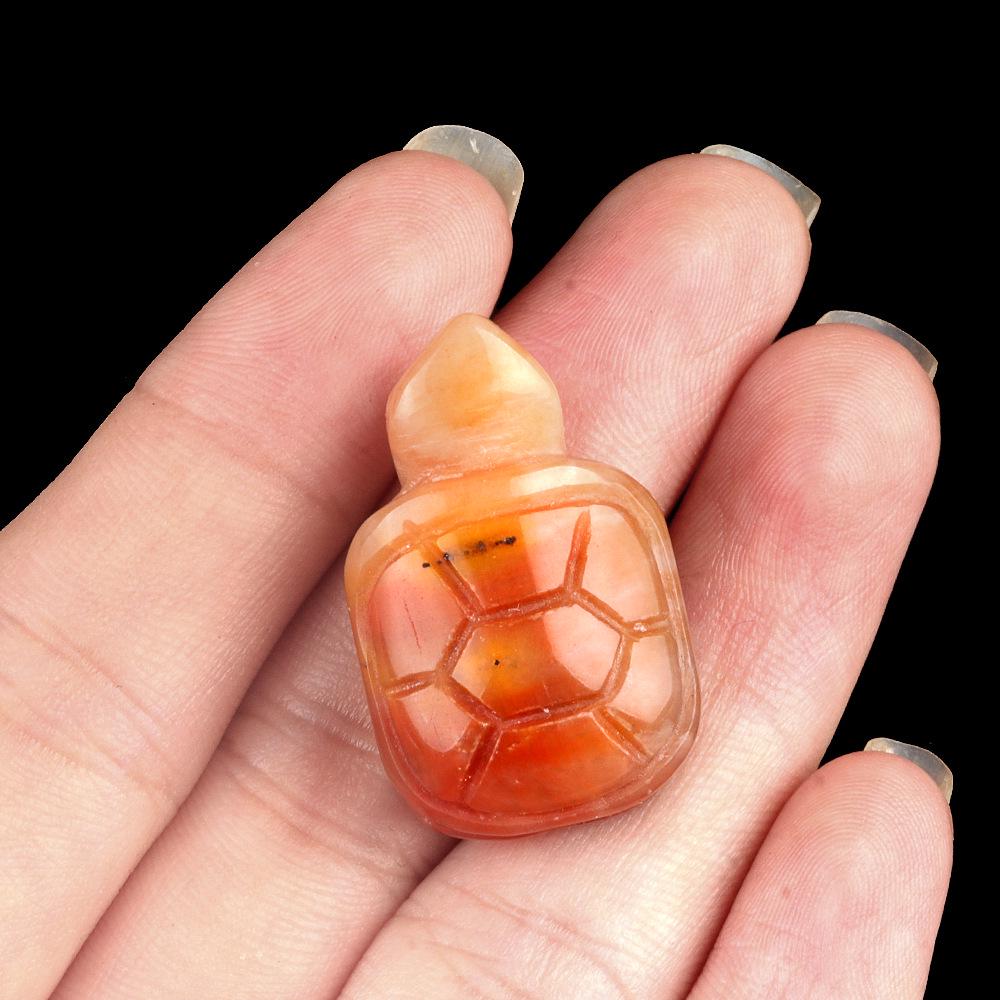 Turtle Crystal Agate Miniature: Hand-Carved Semi-Precious Stone Ornament