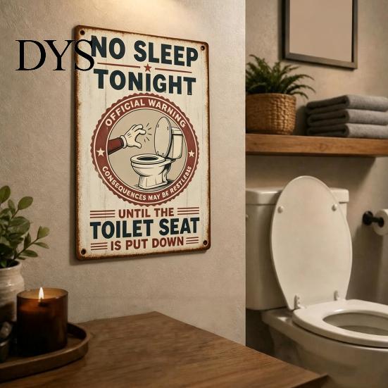 Familien Badezimmer Regeln Humorvolles Toilettensitz Erinnerungsschild, Setz dich Hin Dekoratives Eisen Wand Schild Vintage Metall Plakette Dekor für WC Waschraum Bar