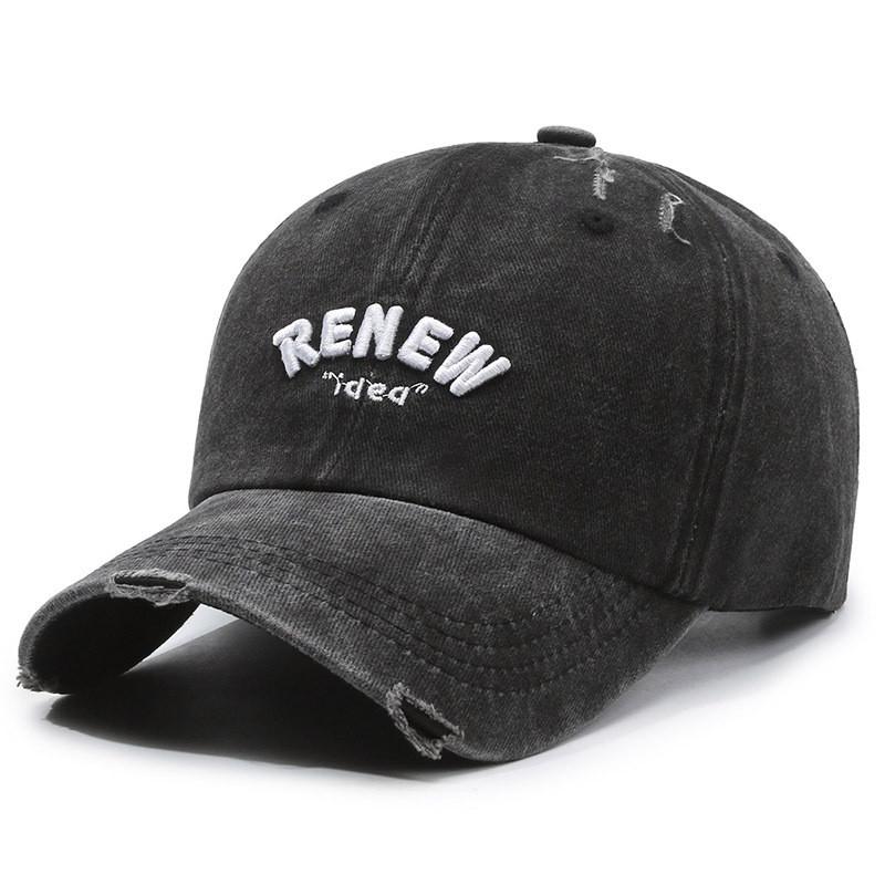 Vintage Cotton Baseball Cap With Embroidered Lettering Adjustable Sun Protection For Men Women