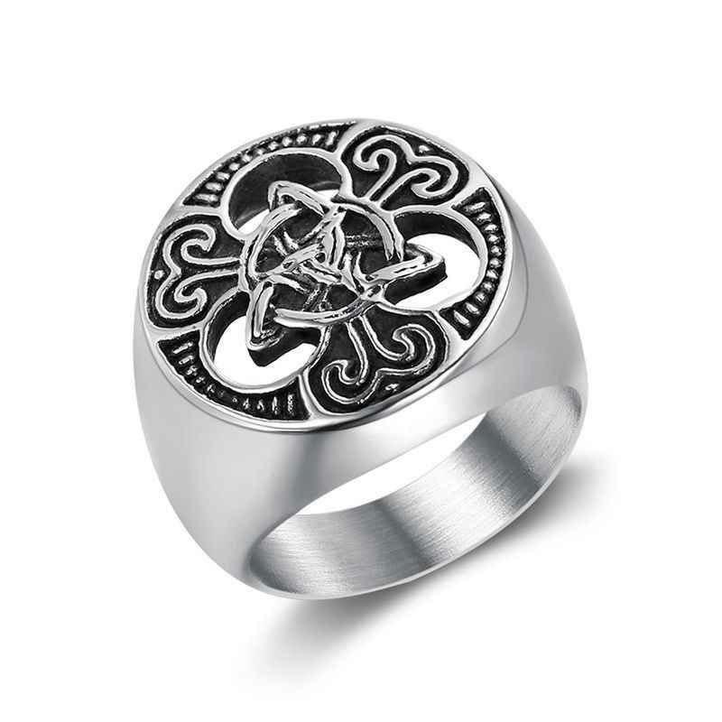 Anel punk viking, anel de aço inoxidável masculino luminoso, letra do punk vikin