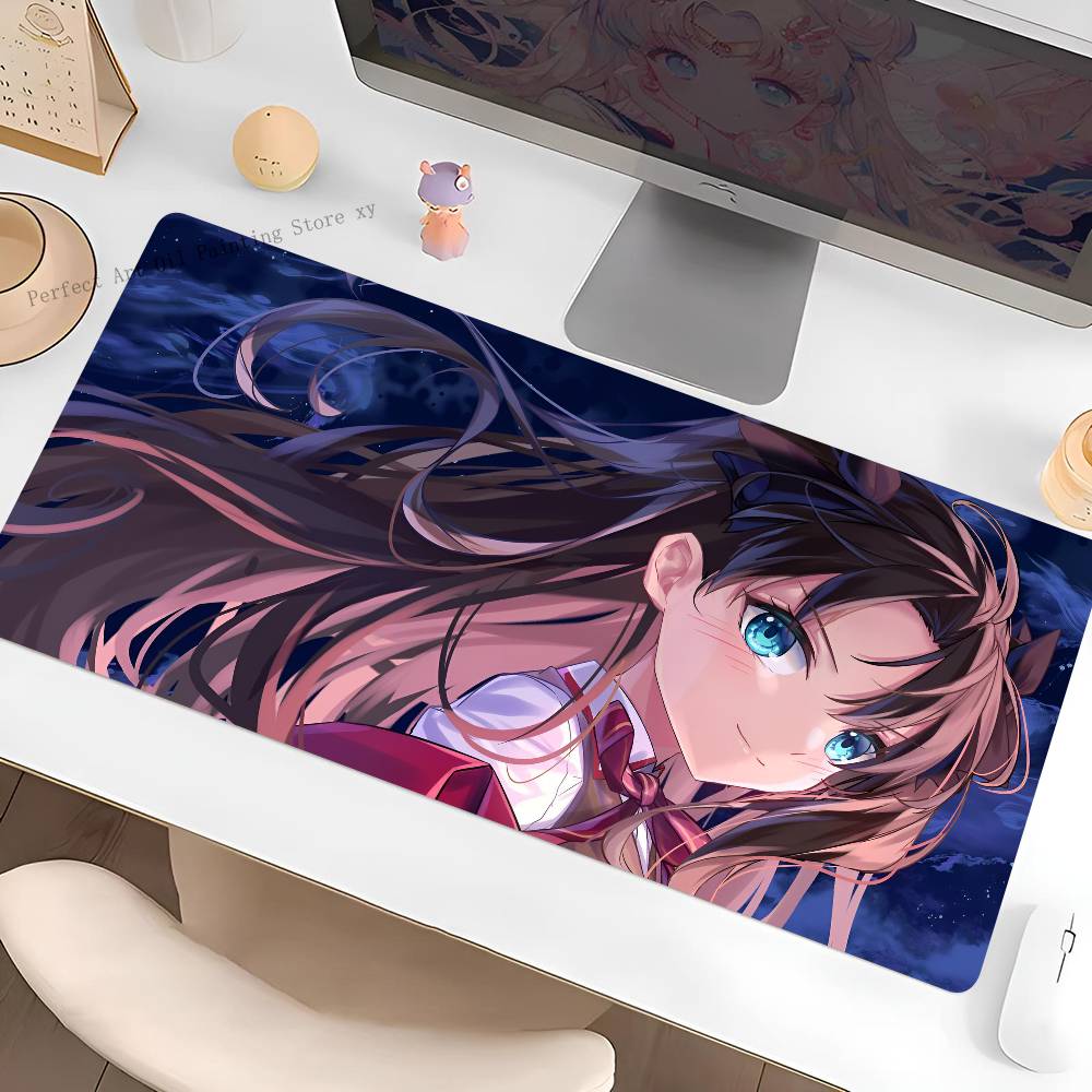 Anime Girl Tohsaka Rin Mouse Pad Large Gaming Keyboard Mat LockEdge Rubber Computer Office Accessories