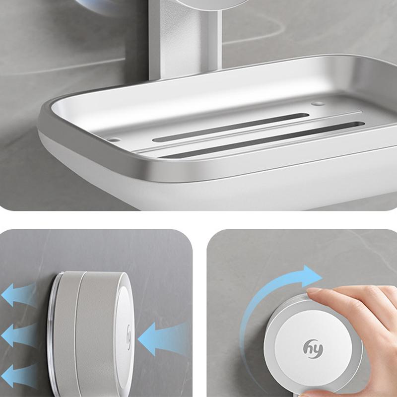 Waterproof Soap Storage Box Powerful Vacuum Suction Cup Soap Dish With Drain Holes Rust Proof Soap Holder For Bathroom And Toile