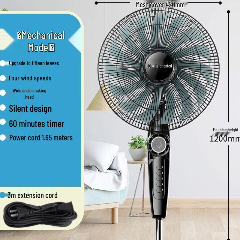 Ventilatore Elettrico Silenzioso a Risparmio Energetico: Ventilatore da Pavimento/Scrivania Oscillante Radiocomandato con Timer Meccanico, Design Verticale e Grande Flusso d'Aria
