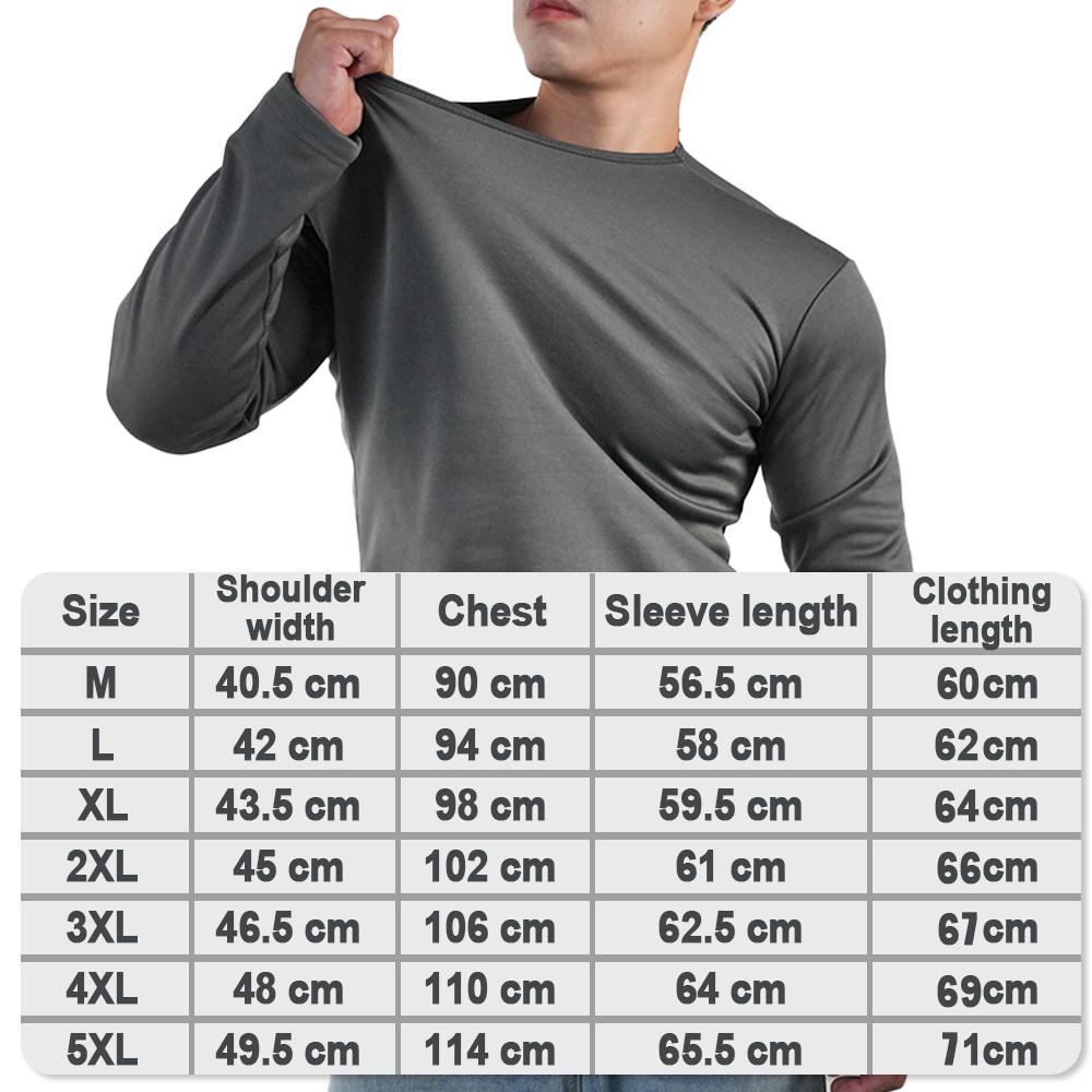 Roupa Interior Térmica de Inverno Masculina Camiseta de Manga Comprida Tops Cor Sólida Moletom Gola O Camiseta Base Tamanho Grande Camiseta Íntima 5Xl