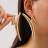 Exaggerated Gold Color Heart Oval Earrings For Women Metal Earing Jewelry Trending Irregular Wrinkled Geometric Earrings