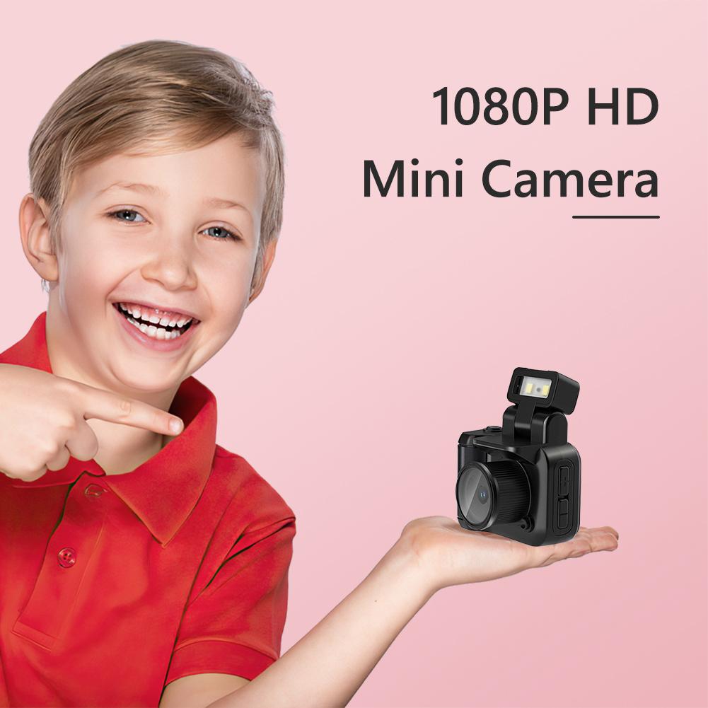 Mini Camera with Screen HD 1080p Portable Video Recorder with Flash Light and Battery Dock Digital Camera Small Camera