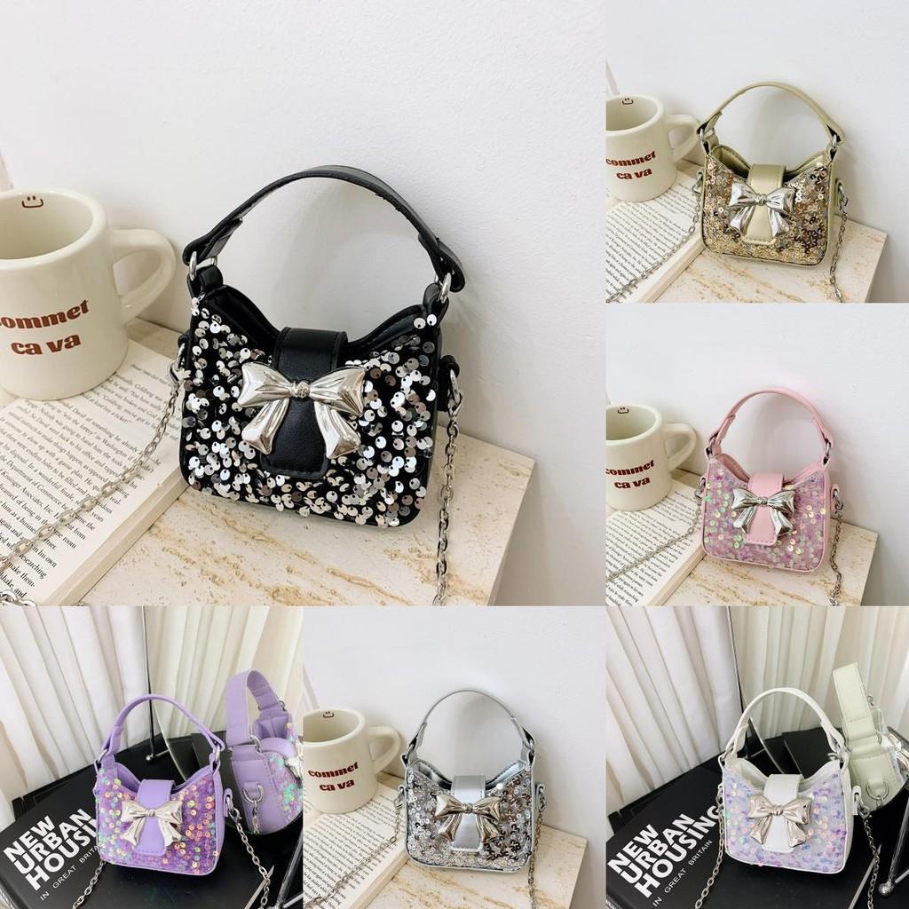 Girl Sweet Toddler Bow Sequin Chain Purse Butterfly Element Casual Use School