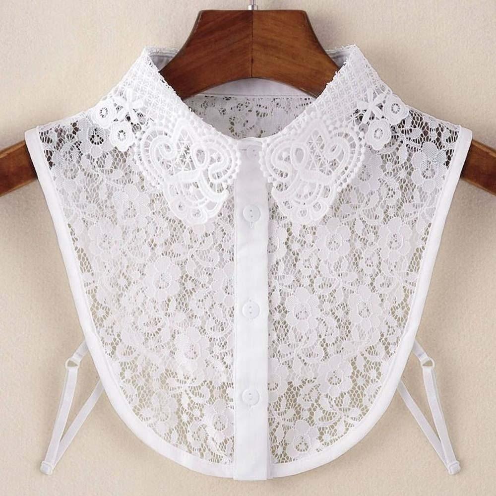 Elegant Shawl Detachable Front Tie Black Blouse Shoulders Fake Collar Lace Fake Collar  Girls