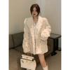 Autumn and winter new coat women's medium and long niche temperament fluffy coat coat thickened with cotton