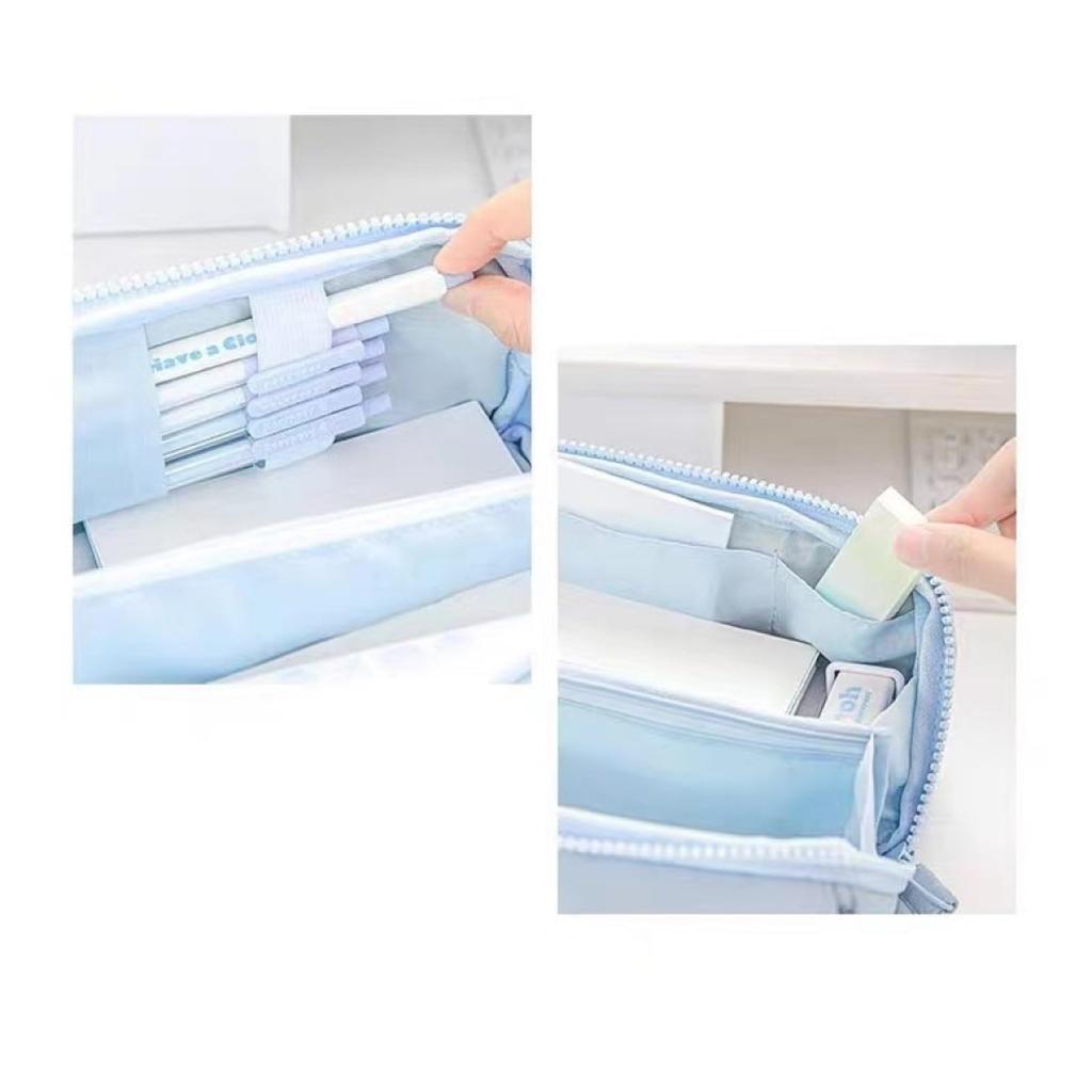 Simple Student Stationery Business Canvas Pencil Case Large Capacity Stationery Tool Pencil for Elementary School High School College Office Workers