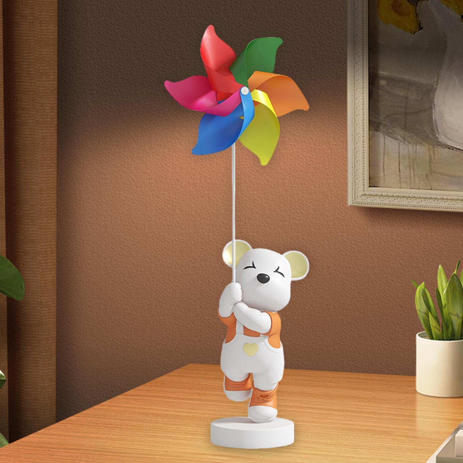 

60 см мультяшная скульптура медведя коллекционная настольная статуэтка из смолы для спальни легкая многофункциональная оранжевый