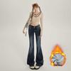 American Retro Low-Waist Double-Button Bell Bottom Jeans - Slimming Elastic Denim Pants for Women
