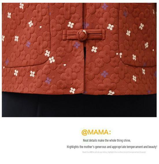 Spring & Autumn Floral Pipa Button Vest: Women's Casual Lapel Shawl for Middle-Aged & Elderly