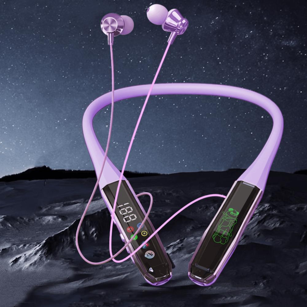 Digital Display Neckband Earphone Low Bass Sport Neckband Earphone  Live Broadcast