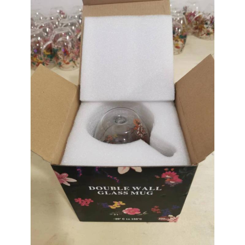Real Flower Double Layer Glass Cup Good-looking Gift Glass Borosilicate Simple Glass