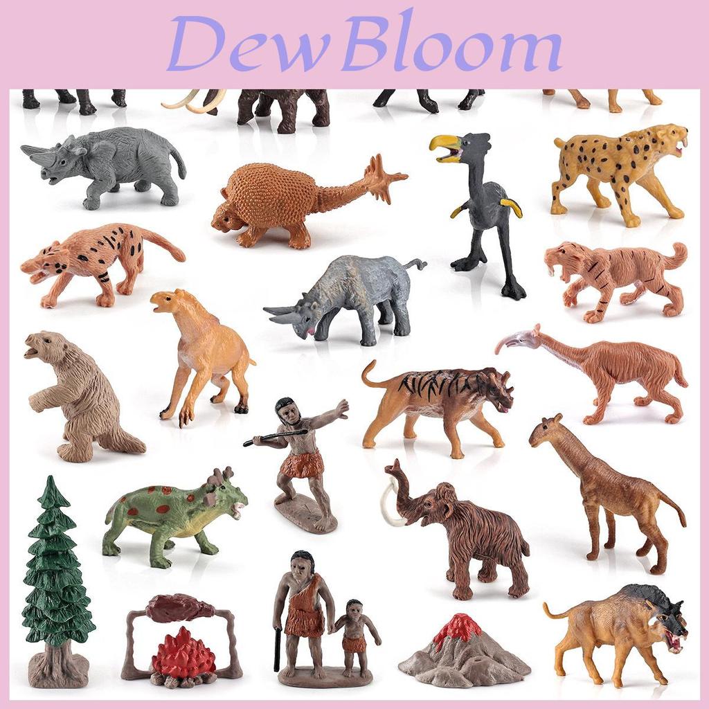 Realistic 24 Pieces Ancient Era Model Set With Prehistoric Animals And Static Figures