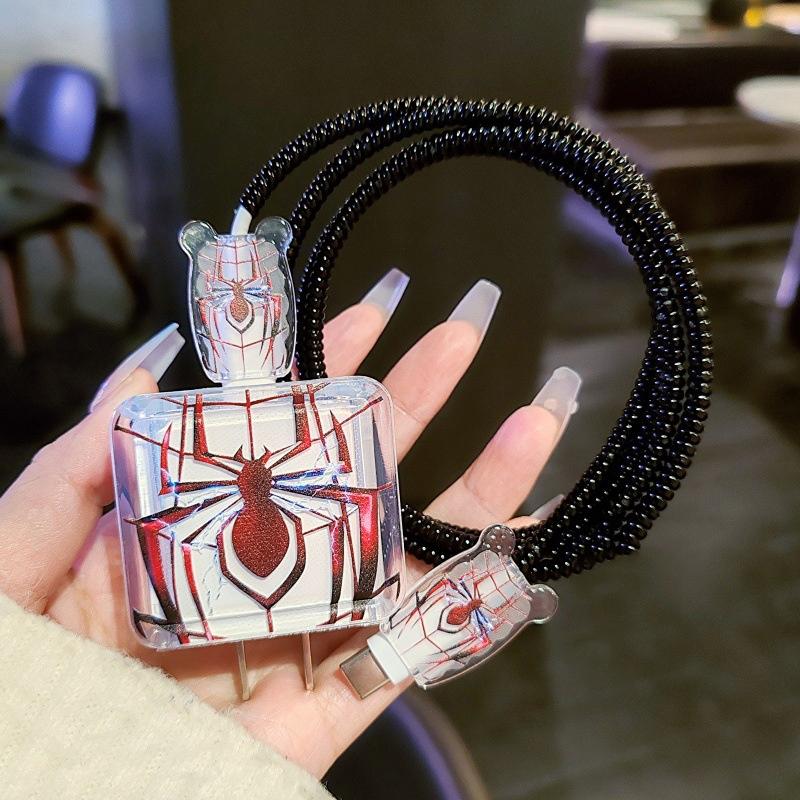 Spider Charger Data Cable Case For Apple Iphone 16 15 20W Charger Case Protection Cover Winding Kit Anti-Break Protective Rope