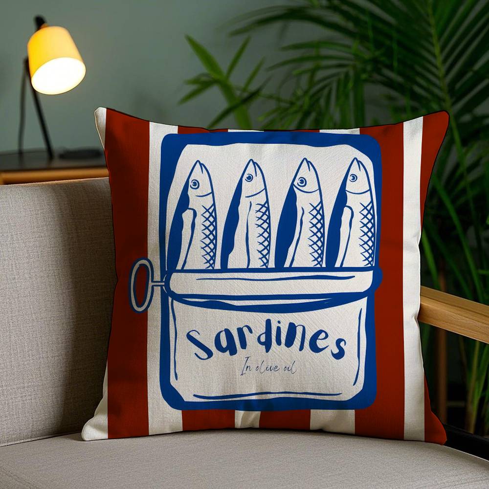 Colorful Sardine-S Fantasy Patterns Pillow Case Anti-dustmite Pillowcase Invisible Zipper Silky Short Plush Sofa Cushion Cover