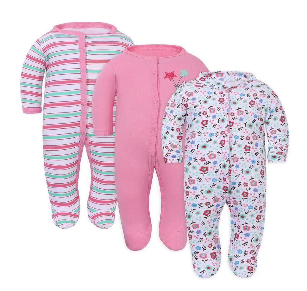 Reine Baumwolle Baby 3-teiliges Langarm-Strampler-Set - Frühling/Herbst Neugeborenen-Strampler