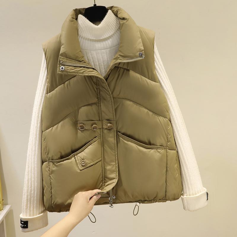 Módní dámská parka bez rukávů, zimní svrchní oblečení, elegantní tlustá teplá vesta, dámské krátké kabáty