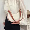 PU Leather Ladies Handbag Simple Armpit Bag Portable Half Moon Underarm Bag  Women