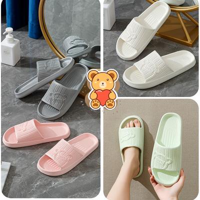 Cute Bear Cartoon Slippers Female Summer Bath Indoor Home Flip-flops Non-slip Slip-on Shit Slippers EVA Slippers for Couples