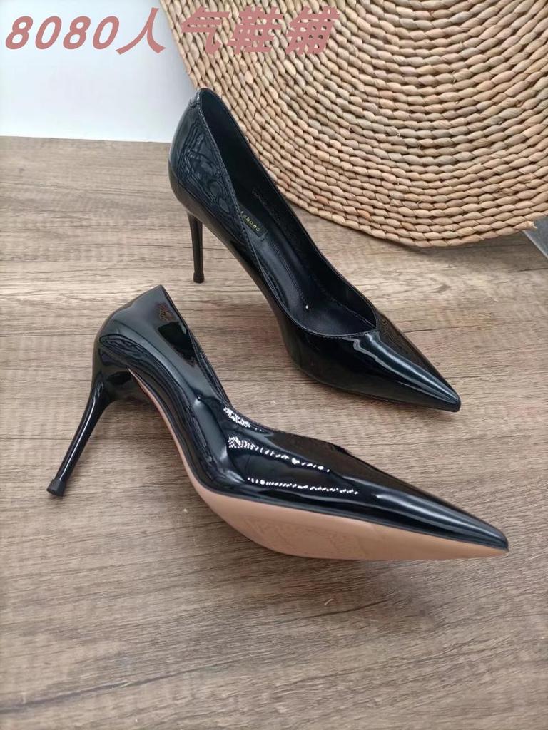 2025 nouveau printemps polyvalent version coréenne cuir verni talons hauts stiletto princesse bout pointu bouche peu profonde chaussures simples chaussures de travail chaussures pour femmes