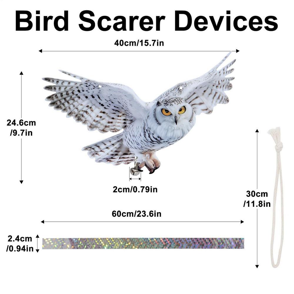 Bird Scarer Reflective Double-Sided Garden Bird Repeller Artifact Reflective Owl For Woodpecker With Sound For Garden, Home