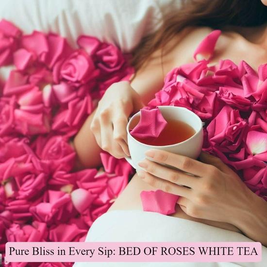 TEA SENSE Bed of Roses White Tea | 50g | Loose Leaf | Smooth Floral Peaceful | 25 Cups+