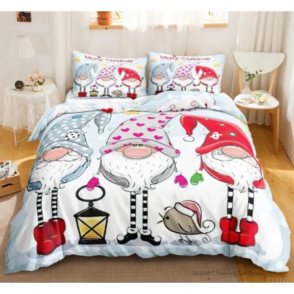 Santa Claus Bed Three-Piece Set, Digital Print Quilt Cover Sheet Set