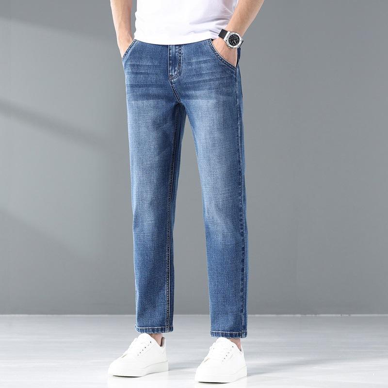 

Летние тонкие мужские облегающие прямые джинсы из денима 40