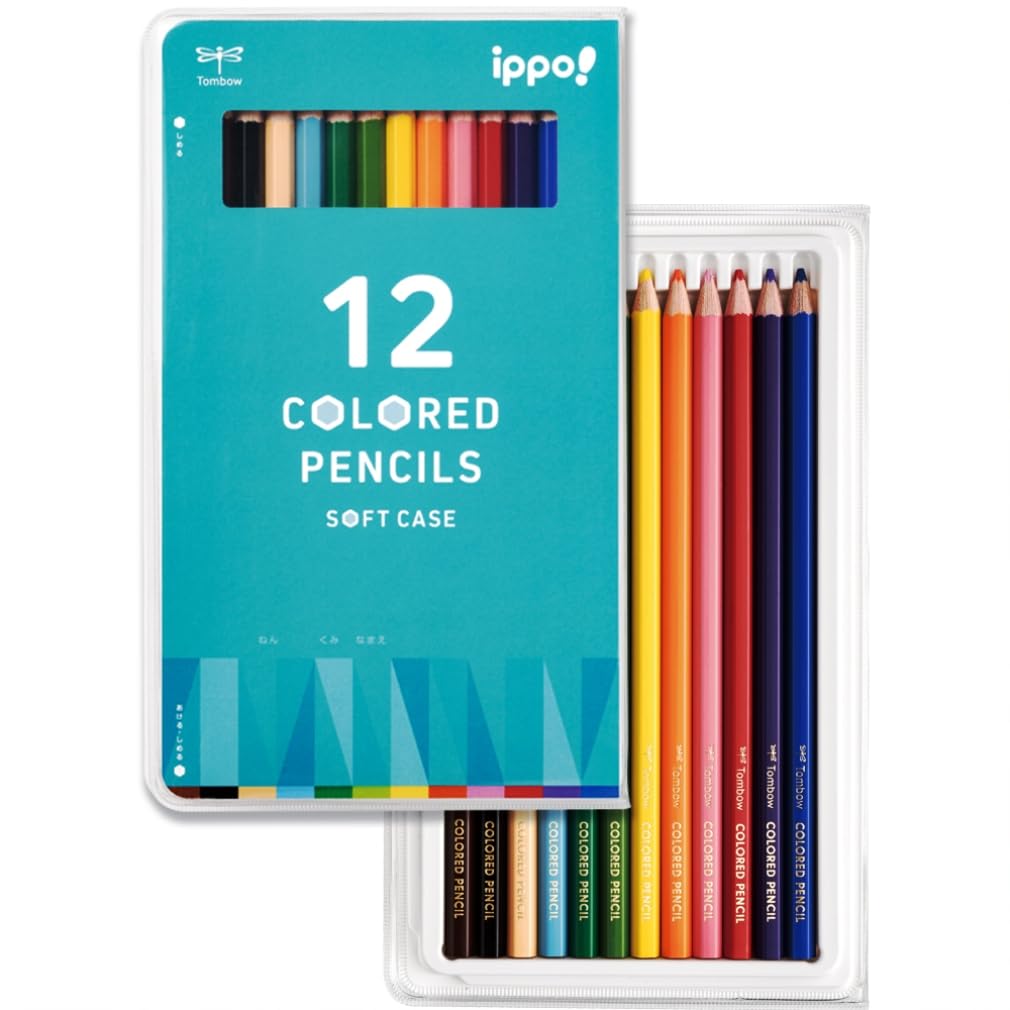 

Tombow Цветные 12 Цветов Тонкие Мягкие для Учеников Начальной Школы Корпус для Легких Голубых Карандашей, (Легкий, Чехол), (Шестигранный захват), иппо!