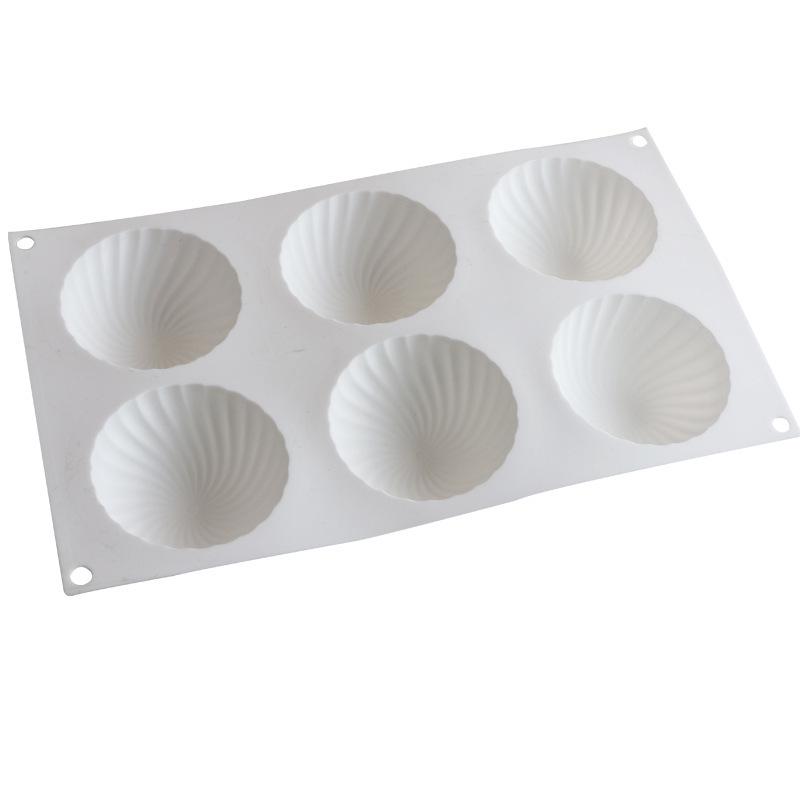 Semicircle Spiral Silicone Mold for Ice Cream, Mousse, Baozi, Christmas Hat, Cake, and Chocolate (6-cavity).