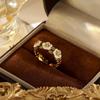 Copper-Plated 18K Gold Enamel Forest-Style Flower Open Ring