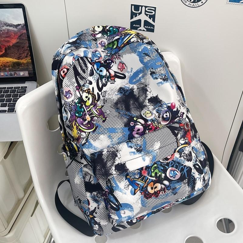 Schoolbag High value lightweight student schoolbag Large capacity fashion graffiti casual back High school students men and women outdoor backpack