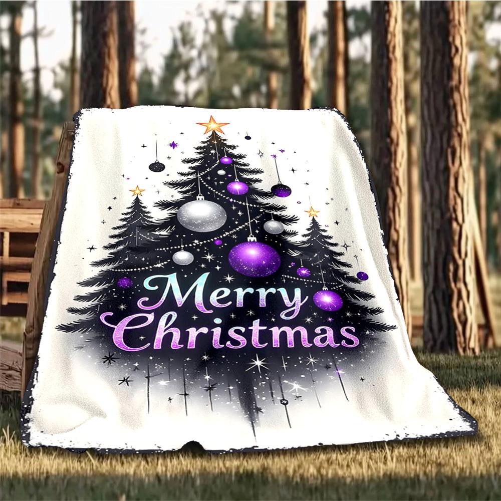 1pc Christmas Decorations Outdoor Soft Polyester Flannel Throw Blanket Versatile for All Seasons , Soft , Cozy , Warm All Season Quilted Throw ,
