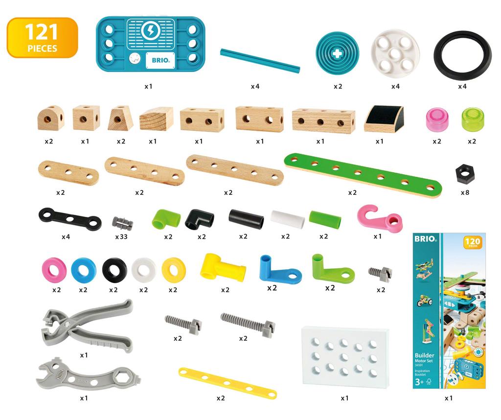 BRIO Builder Motor Set [Total 121 Pieces] Ages 3 and Up (Assembling Toys Building Blocks Educational Toys Wooden) 34591
