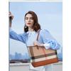Fashionable and Casual Large Capacity Genuine Leather Women's Bag Trendy New High-end Plaid Canvas Plus Bag Tote Women's Bag