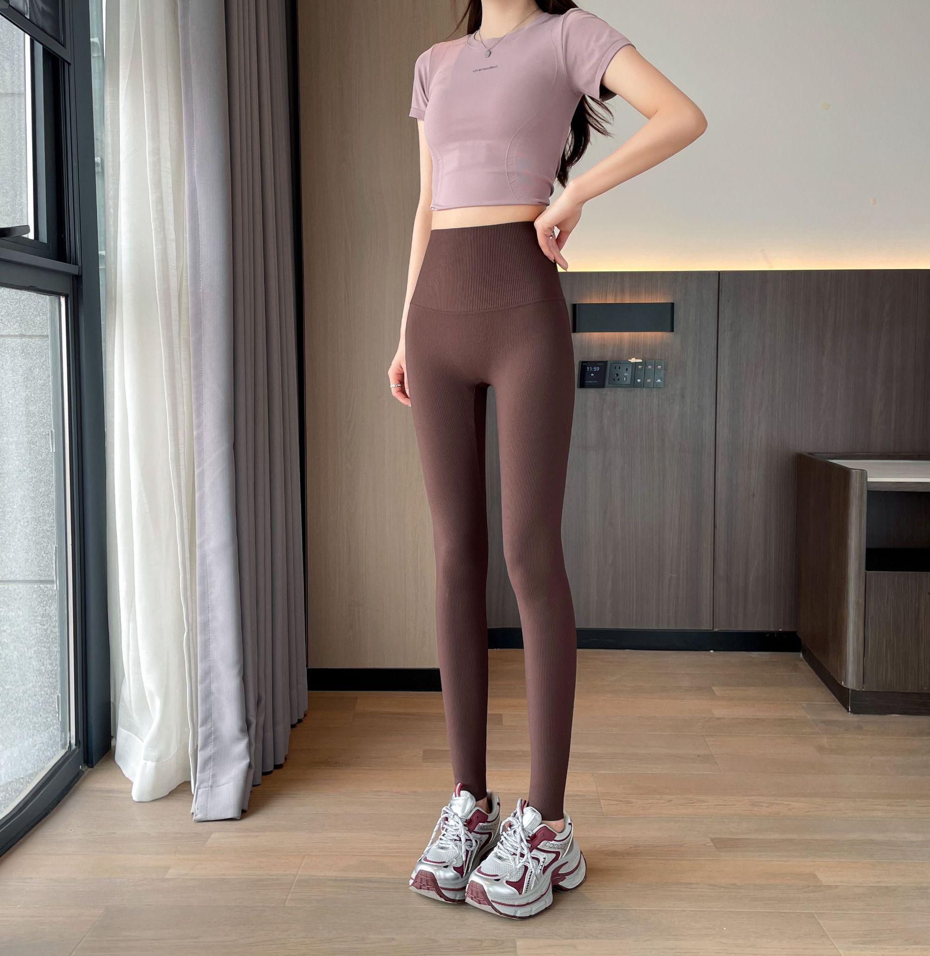 

Threaded Back Cross Waist Shark Skin Women s Leggings - Slimming, Tummy Control, Hip Lift, Perfect for Spring/Autumn Outerwear XXL (140-160) коричневий