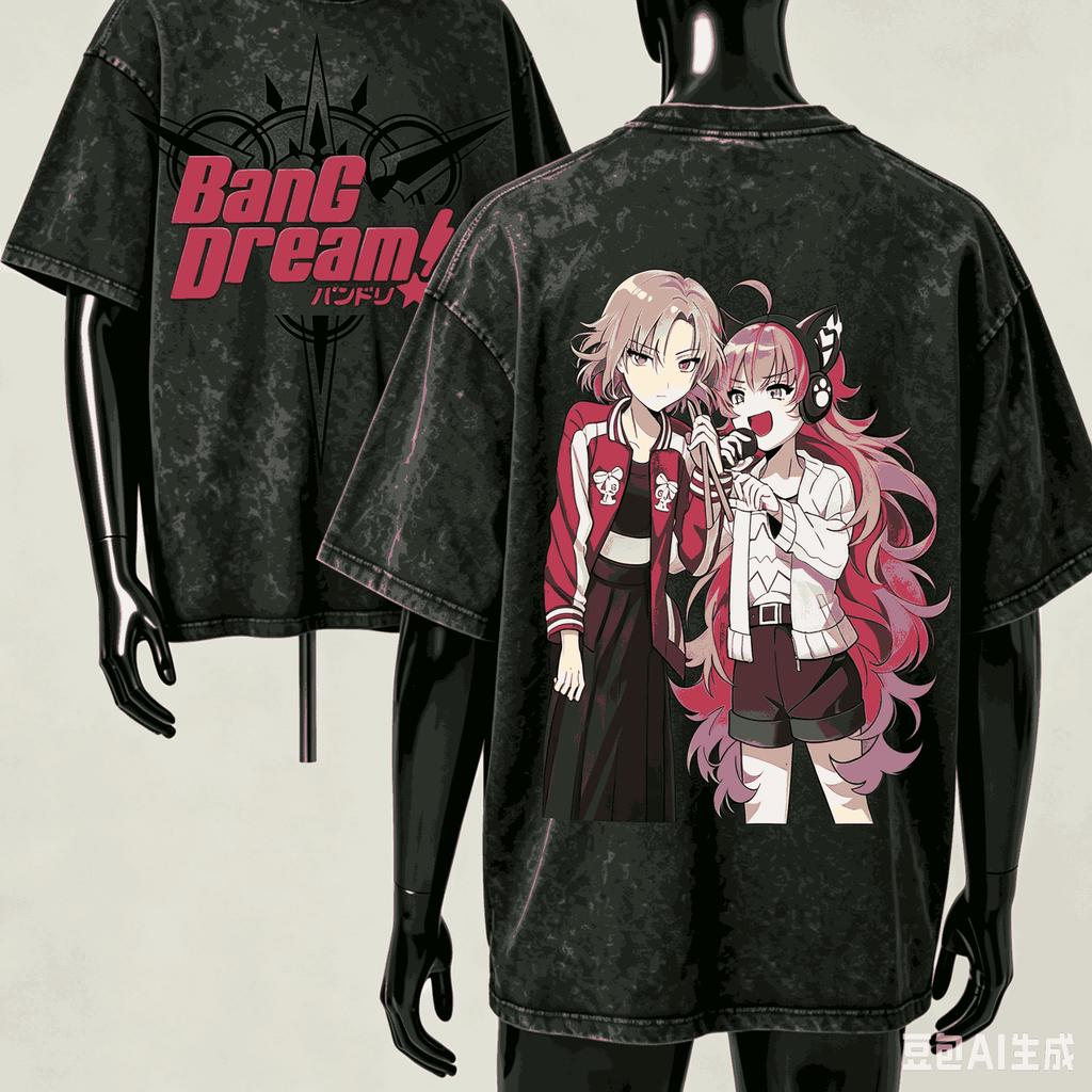 BanG Dream! Washed T-shirt 2026 New Model personality Clothes shirt Year round clothing Retro Fashion Vintage Loose gift