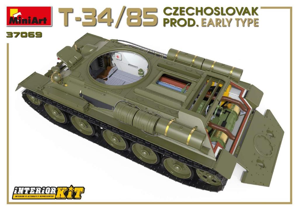 Miniart Scale Czechoslovakian Early Model Full Interior Plastic Model Kit MA37069 1/35 T-34/85