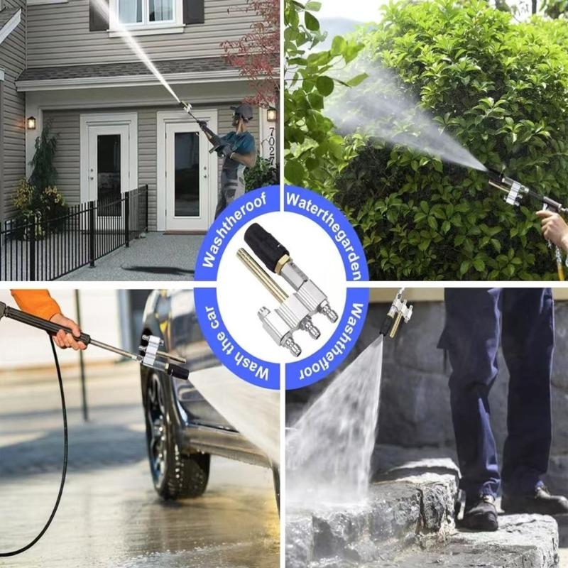 Stainless Steel Adjustable Nozzle with 1/4inch Quick Connection Pressure Washer Nozzle for Washing Garden Vehicle Floor